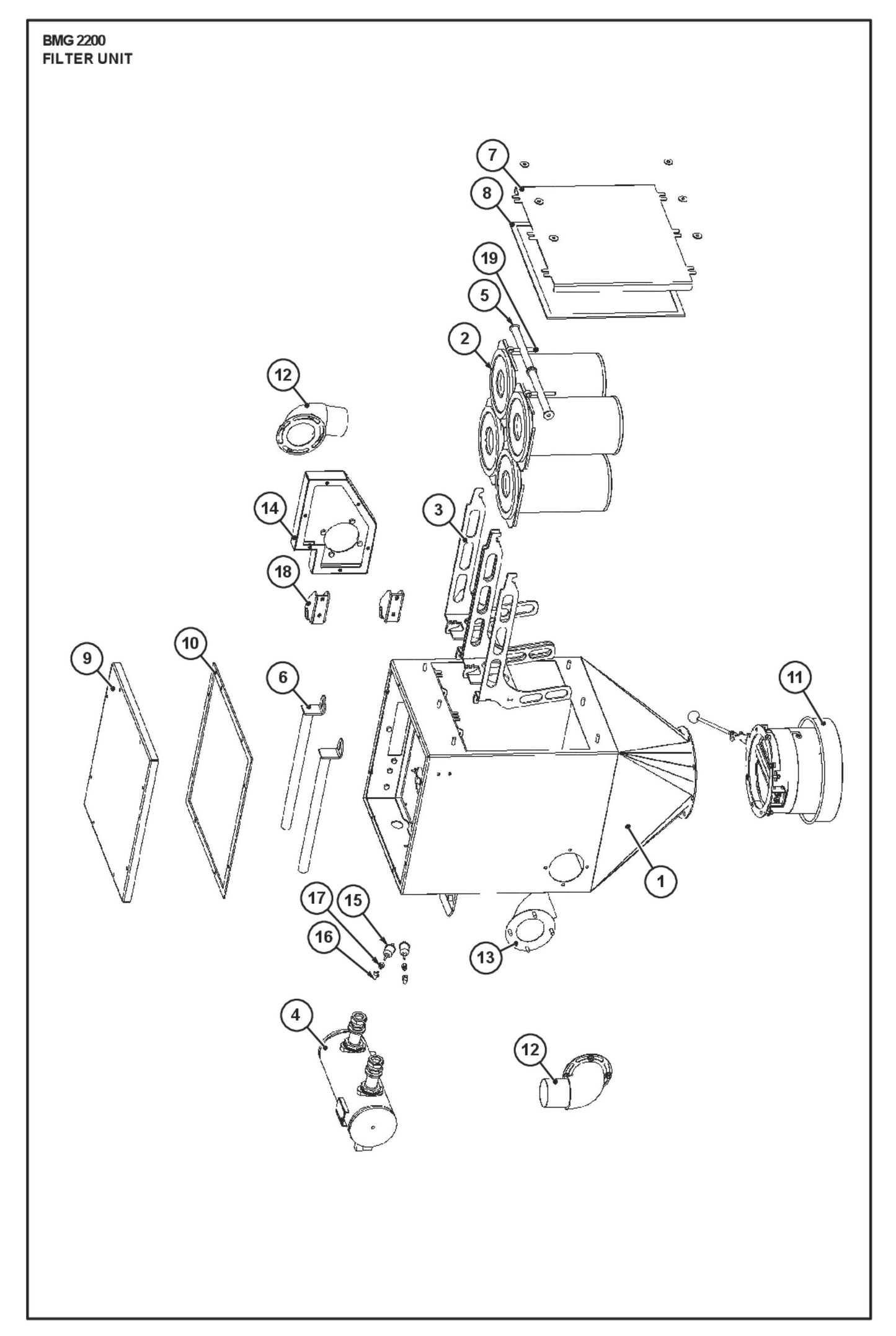 Filter Unit Parts For BMG 2200RC By Husqvarna