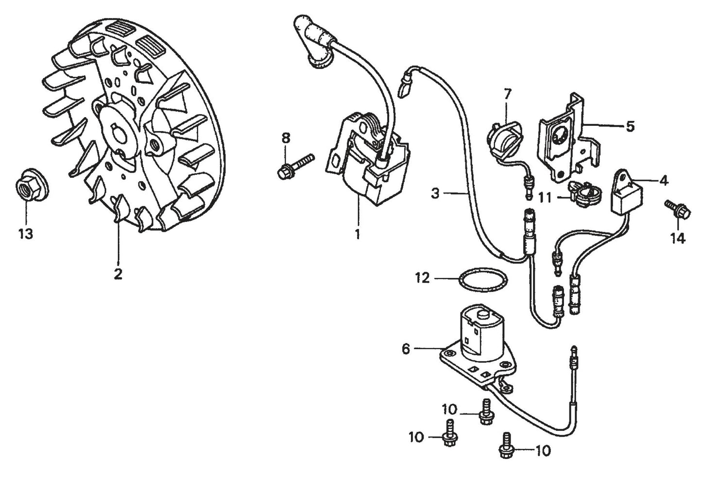 BP-25H Honda GXH50QXA Engine —Flywheel And Ignition Coil Assembly Parts By Multiquip