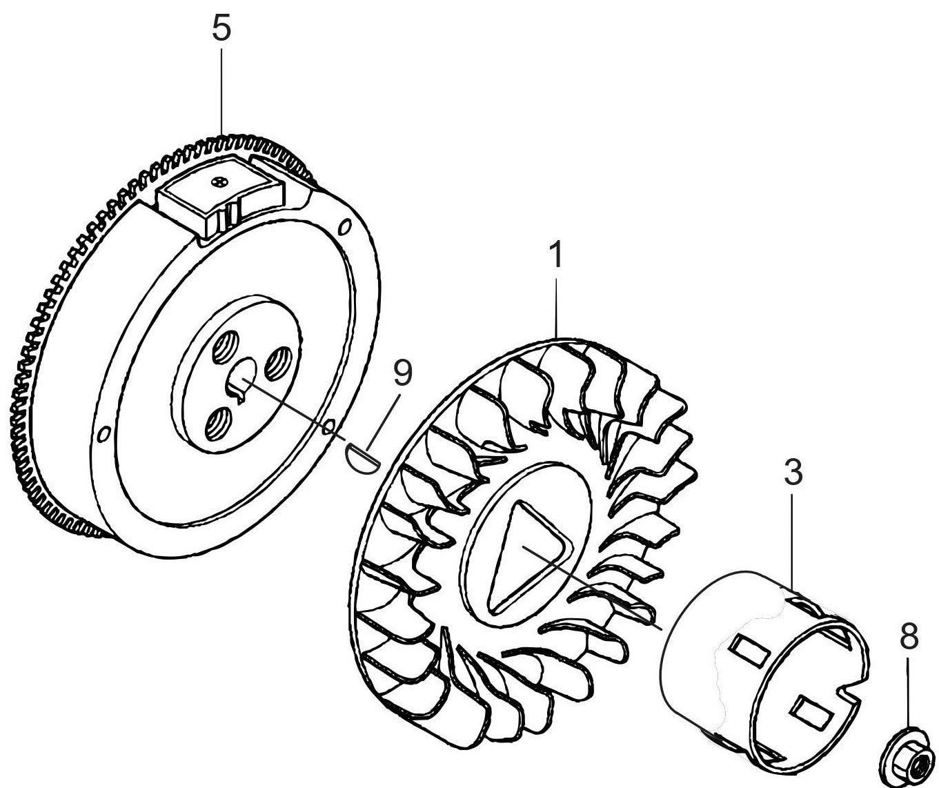 MVH208GH Honda GX240UT2SMXC/GX270UT2SCM Engine Flywheel Assembly Parts