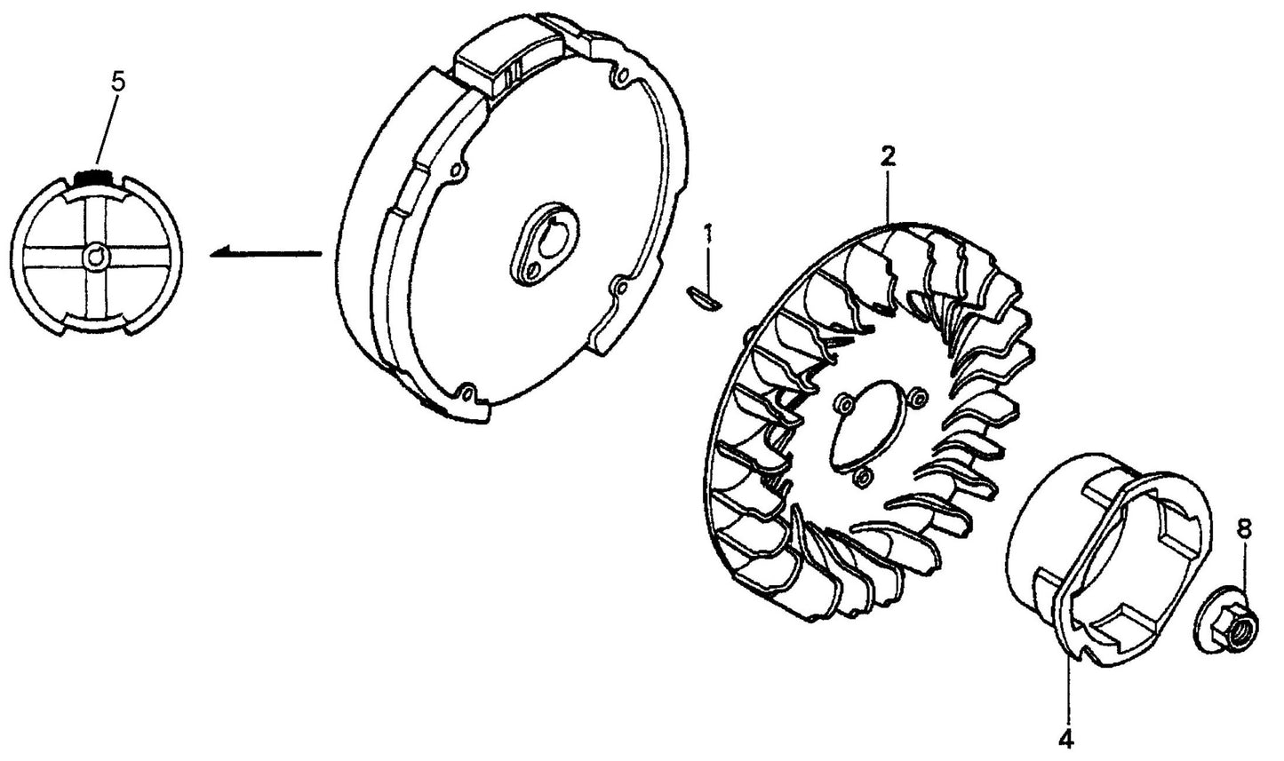 MVC90H Honda GX160K1QMX2/GX160U1QMX2 Engine Flywheel Assembly Parts