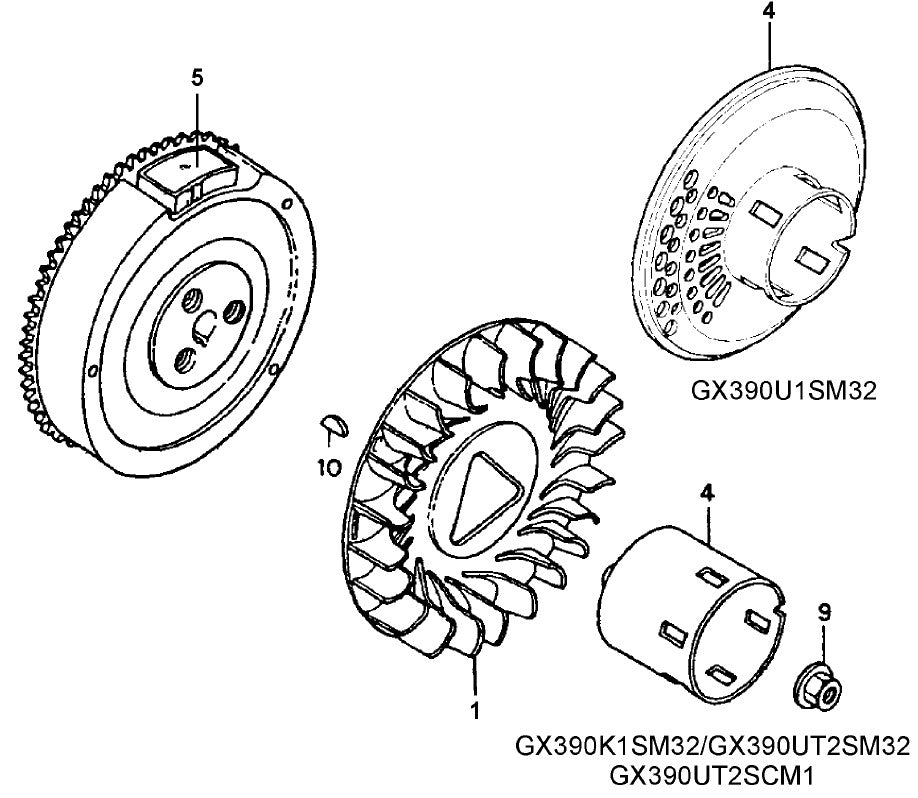 Fly Wheel Assembly Parts For MRH800GS HONDA GX390 Series Engine Vibratory Rollers By Multiquip
