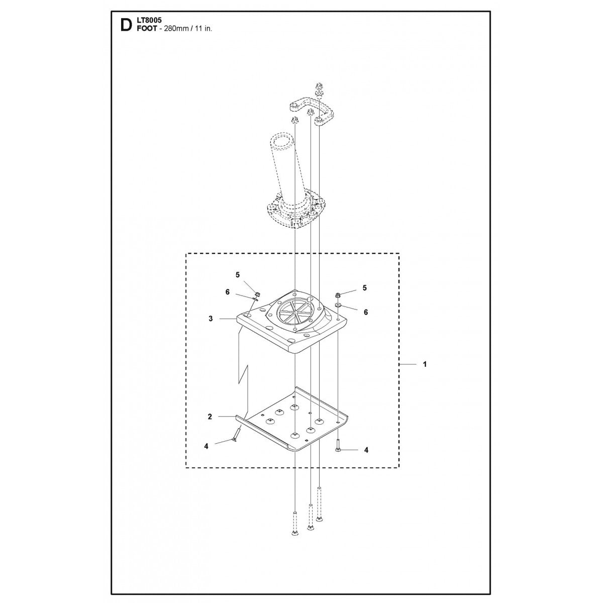 Foot -280mm/ 11 in. Assembly Parts For LT8005 Compaction Rammer By Husqvarna