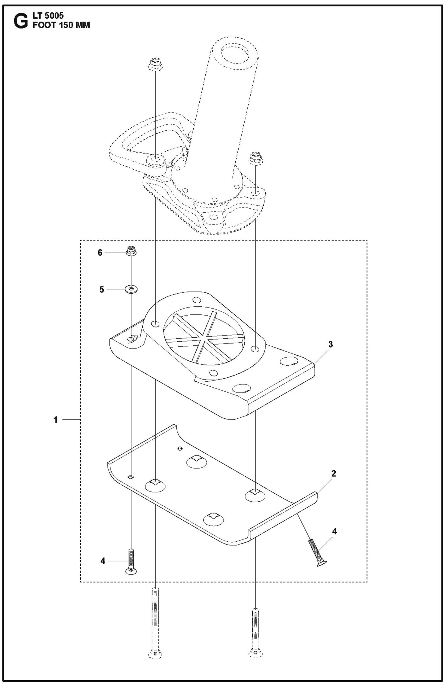Foot 150 mm Assembly Parts For LT 5005 Compaction Rammer By Husqvarna