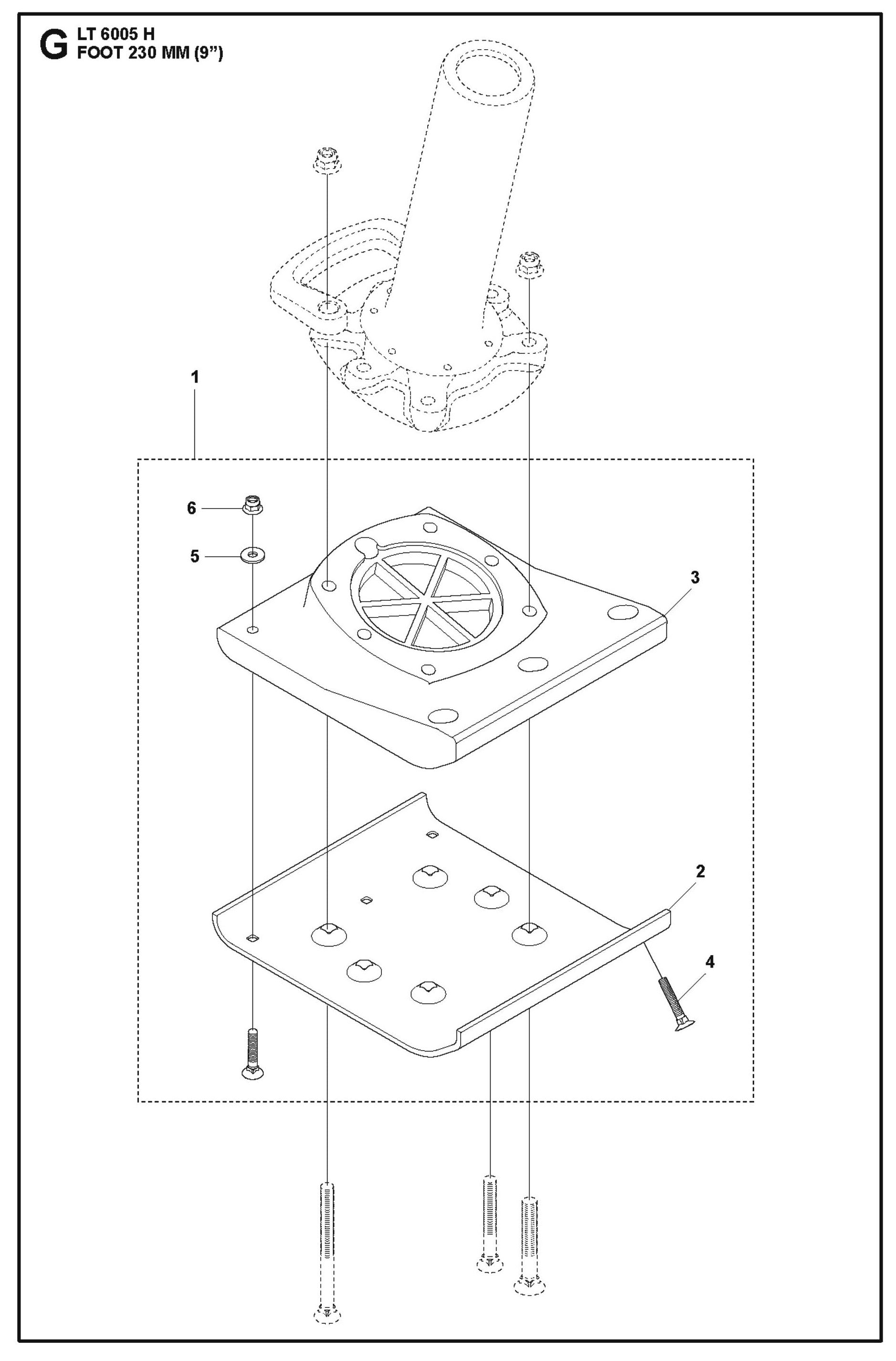 Foot 230 mm (9") Parts For LT 6005 H - 967854503  Compaction Rammers By Husqvarna