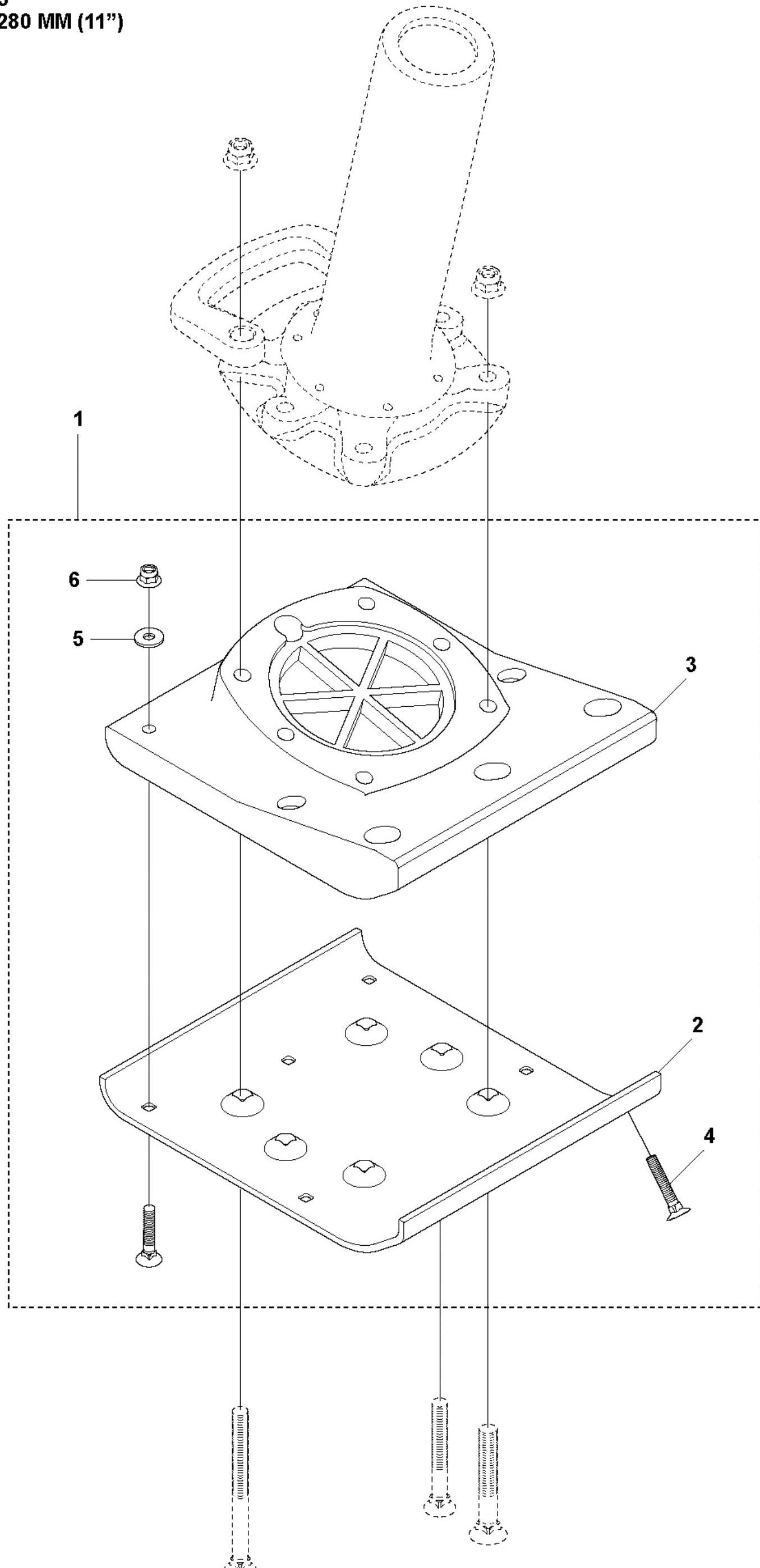 Foot 280mm (11") Assembly Parts For LT6005 Compaction Rammer By Husqvarna