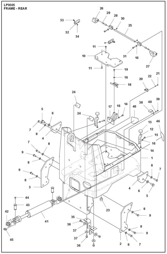 Frame-Rear Parts For LP 9505 Trench Roller By Husqvarna
