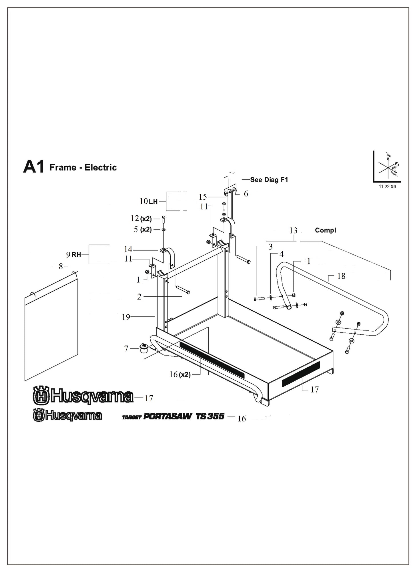 Frame - Electric Parts For TS 355 G By Husqvarna