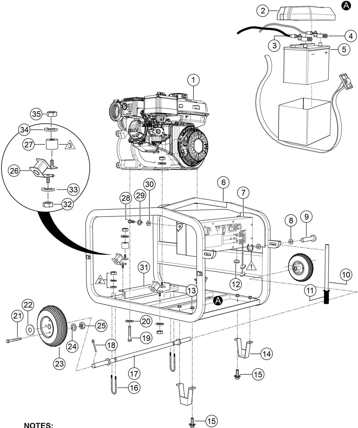 QP3TI frame And Battery Assembly Parts By Multiquip