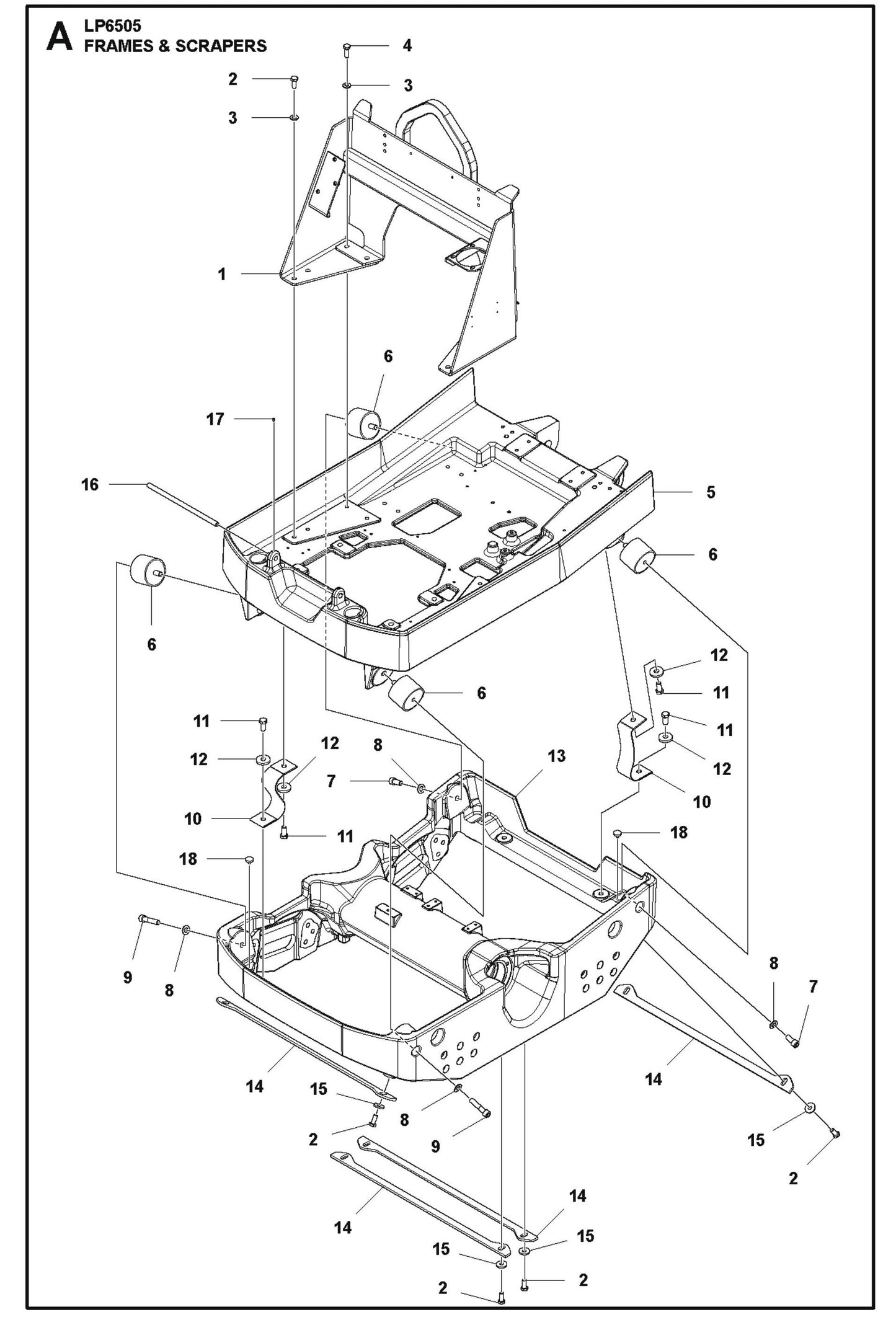 Frames And Scrapers Parts For LP 6505 Walk Behind Roller By Husqvarna