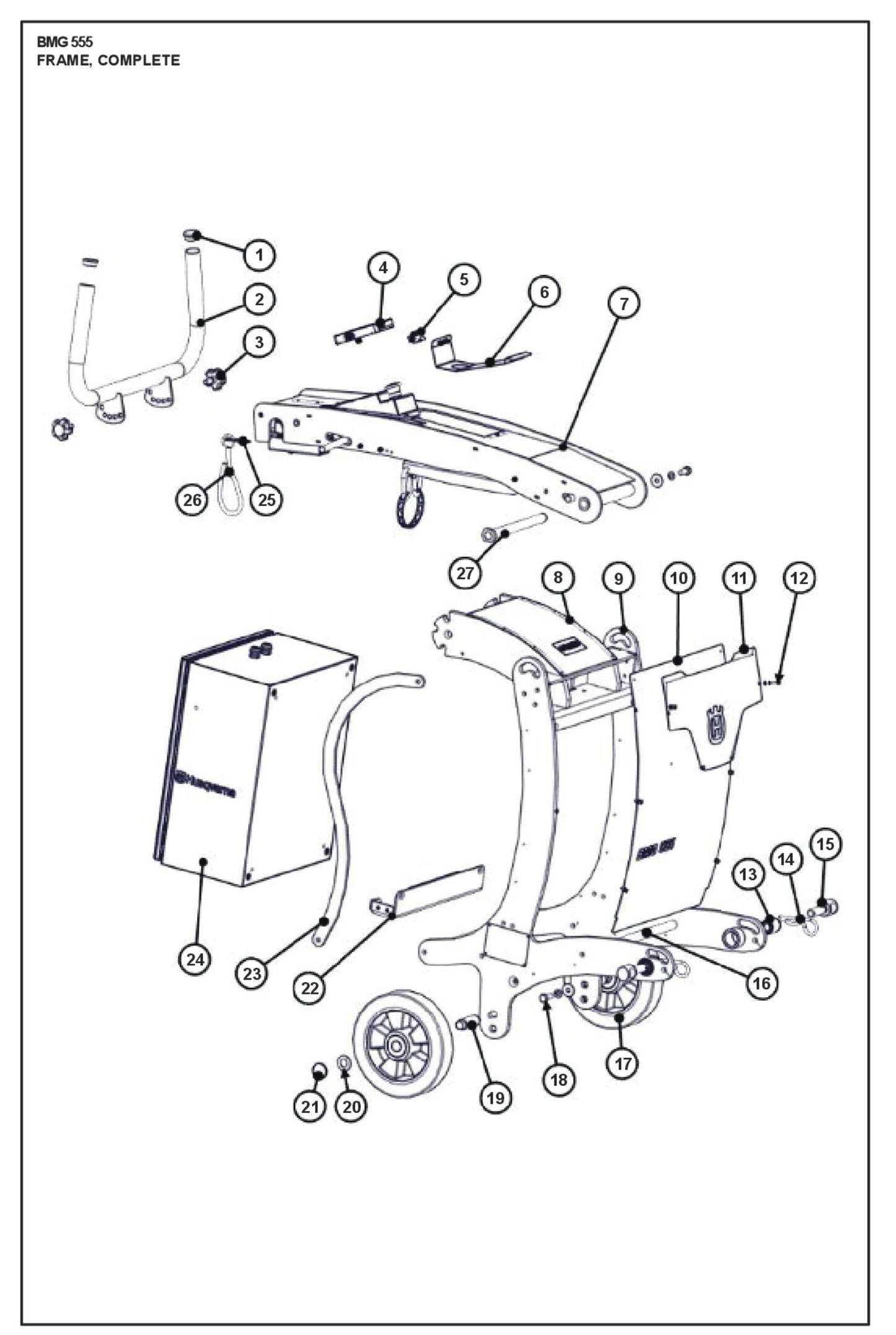 Frame, Complete Parts For BMG 555 By Husqvarna