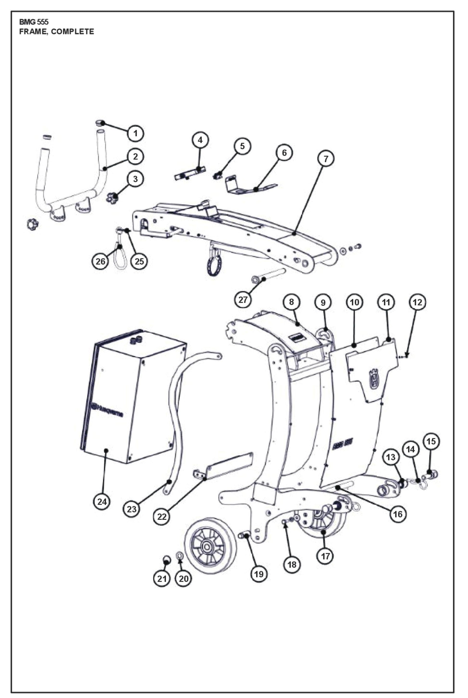 Frame, Complete Parts For BMG 555 By Husqvarna