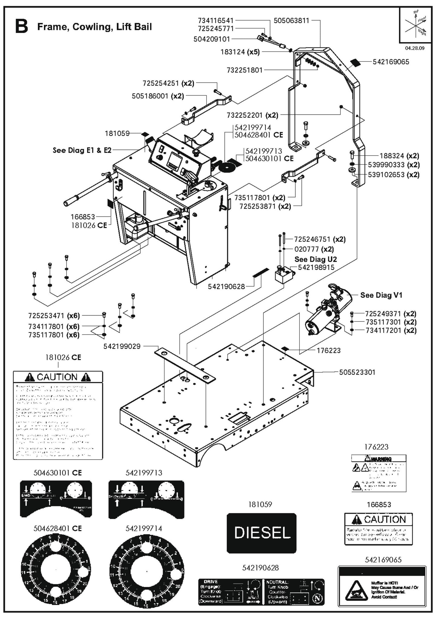 Frame, Cowling, Lift Bail Panels Parts for FS6600D By Husqvarna