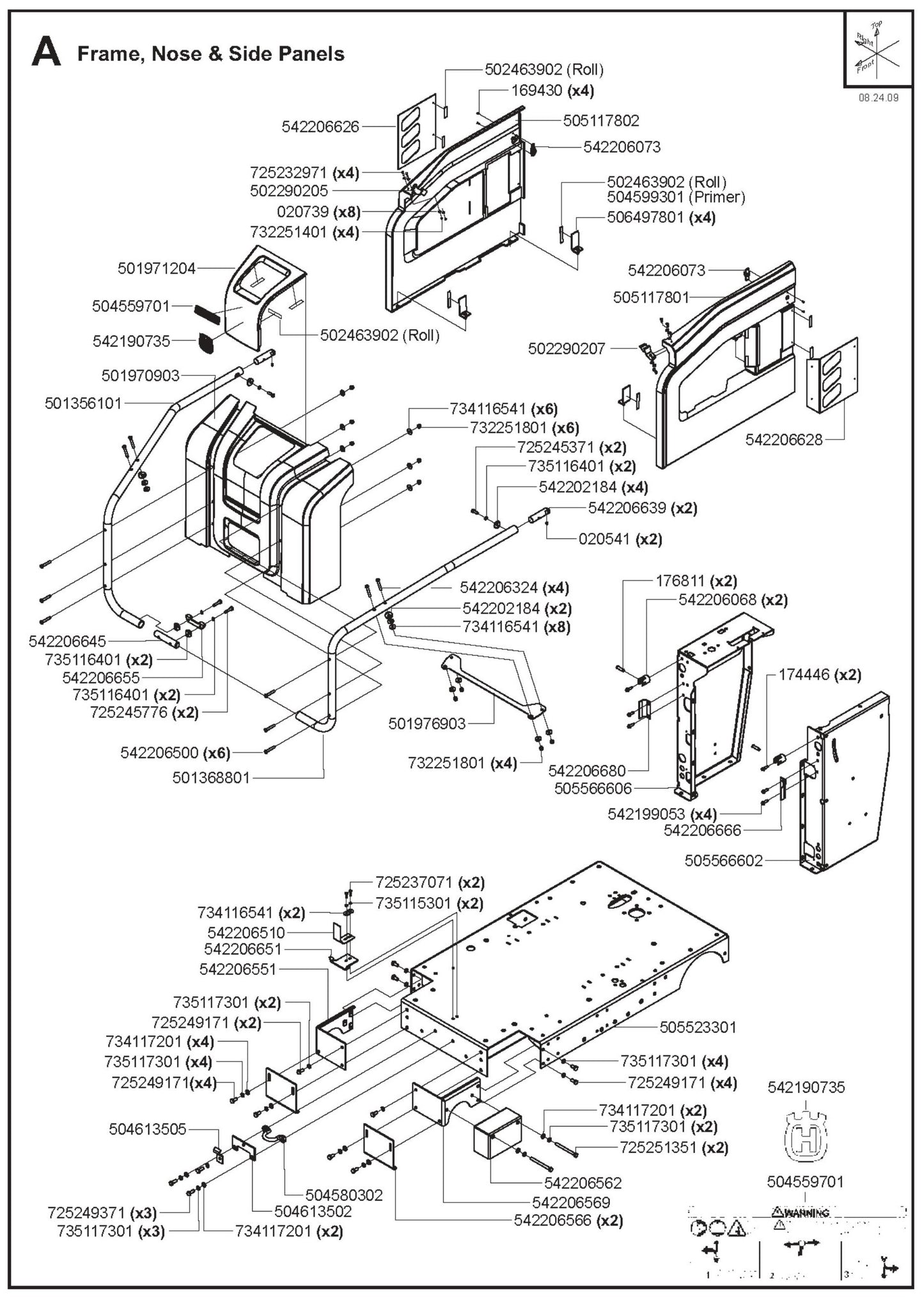 Frame, Nose And Side Panels Parts for FS6800 D By Husqvarna
