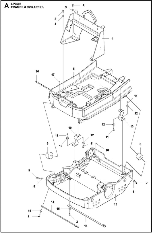 Frames And Scrapers Parts For LP7505 Walk Behind Roller By Husqvarna