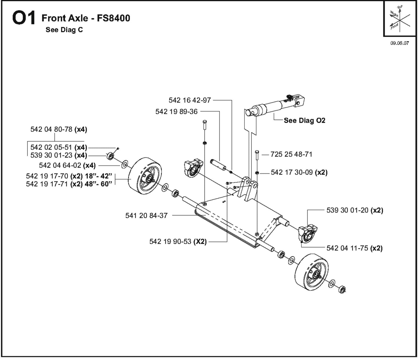 Front Axle Parts for FS8400 D By Husqvarna