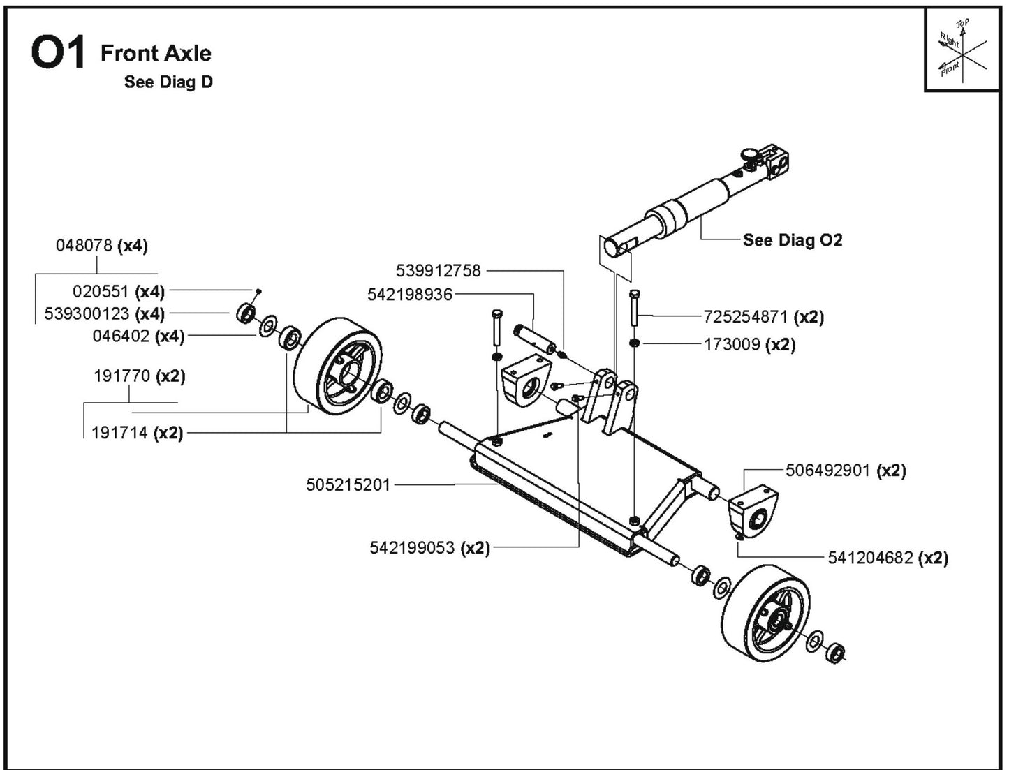 Front Axle Parts For FS6800 D By Husqvarna