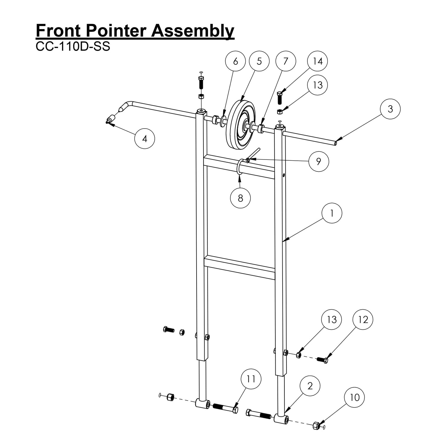 CC-110D-SS Front Pointer Assembly Parts