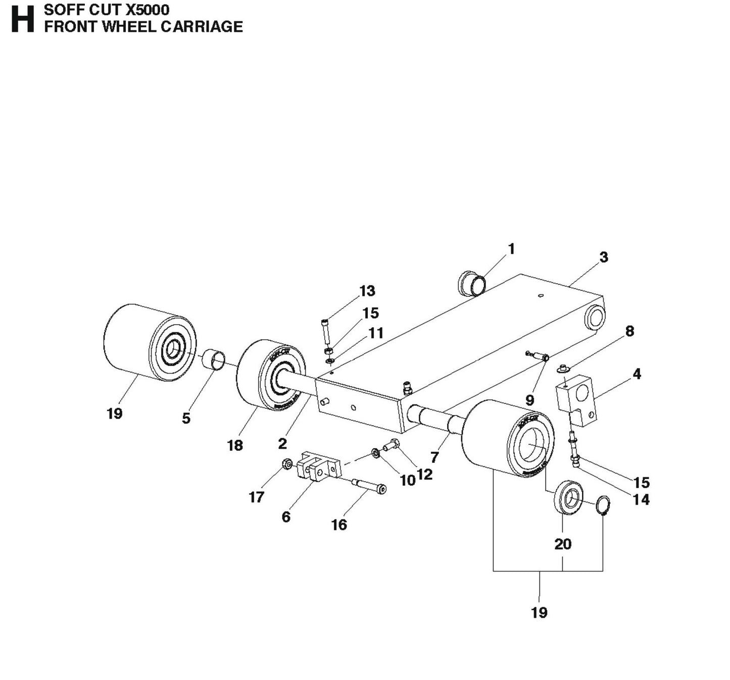 Front Wheel Carriage Parts For Soff Cut X5000 by Husqvarna
