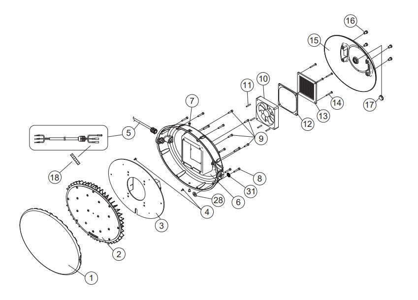 Front Cover Assembly(WITH FAN) Parts-GB43LED S/N G4100154 AND ABOVE
