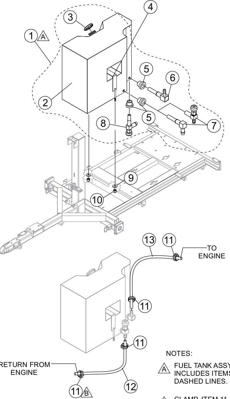 Fuel Tank Assembly Parts For LT12 Series Light Tower By Multiquip