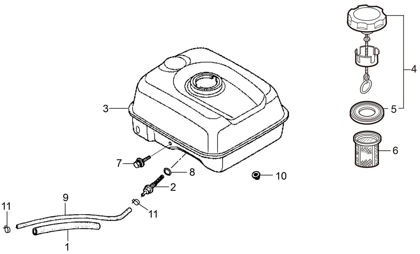 MVH158GH Honda GX200UT2SM14/SCM  Engine Fuel Tank Assembly Parts