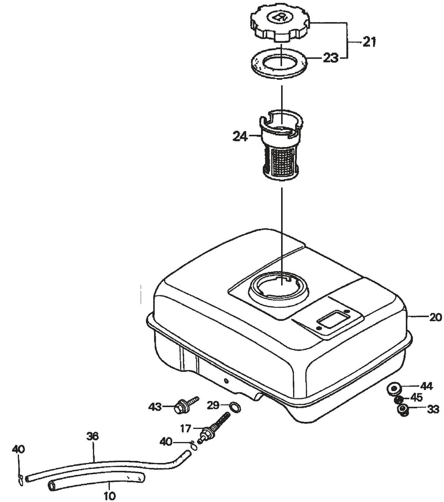 MVC70H/HW Honda GX160K1QMX2 Engine Fuel Tank Assembly Parts