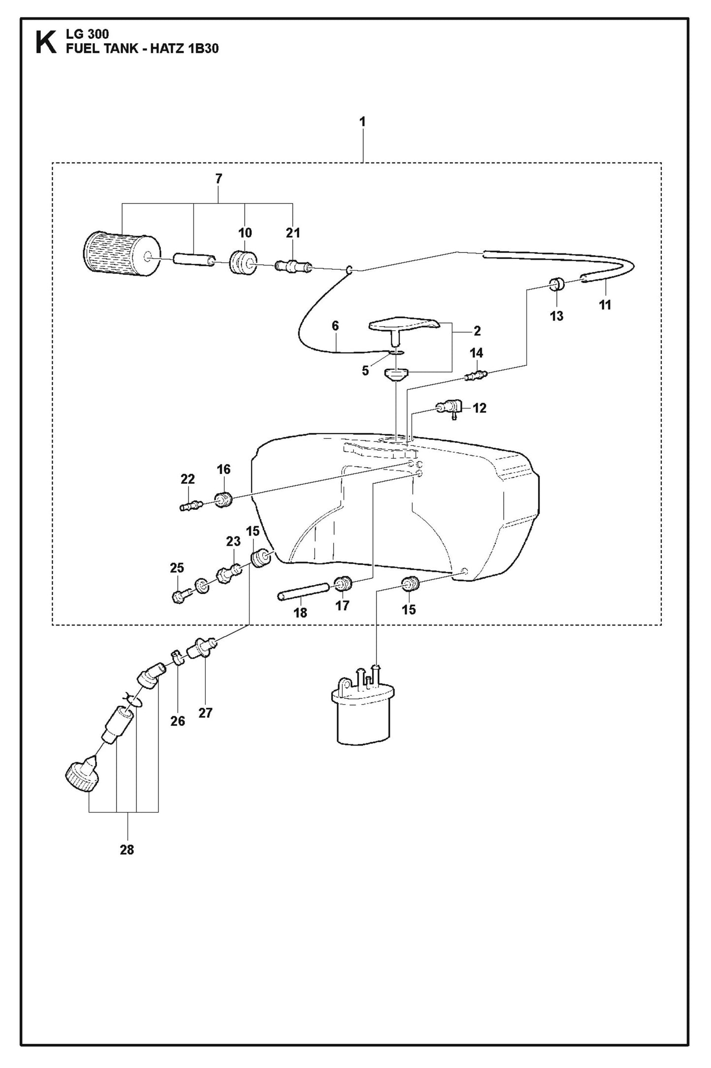 Fuel Tank - Hatz 1B30 Parts For LG 300 Diesel By Husqvarna