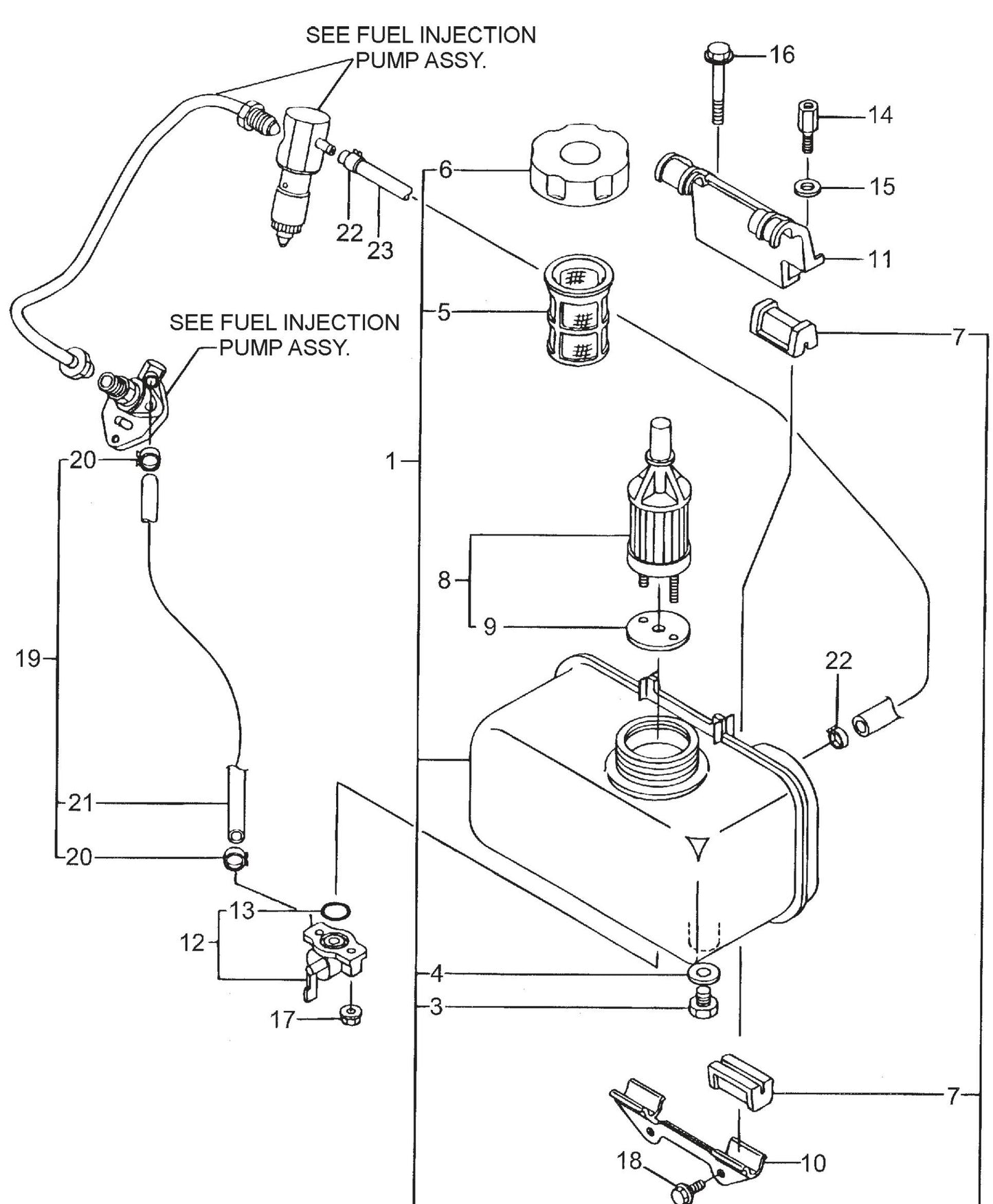 MVH150D2 YANMAR L48V6 Fuel Tank And Fuel Line Assembly Parts