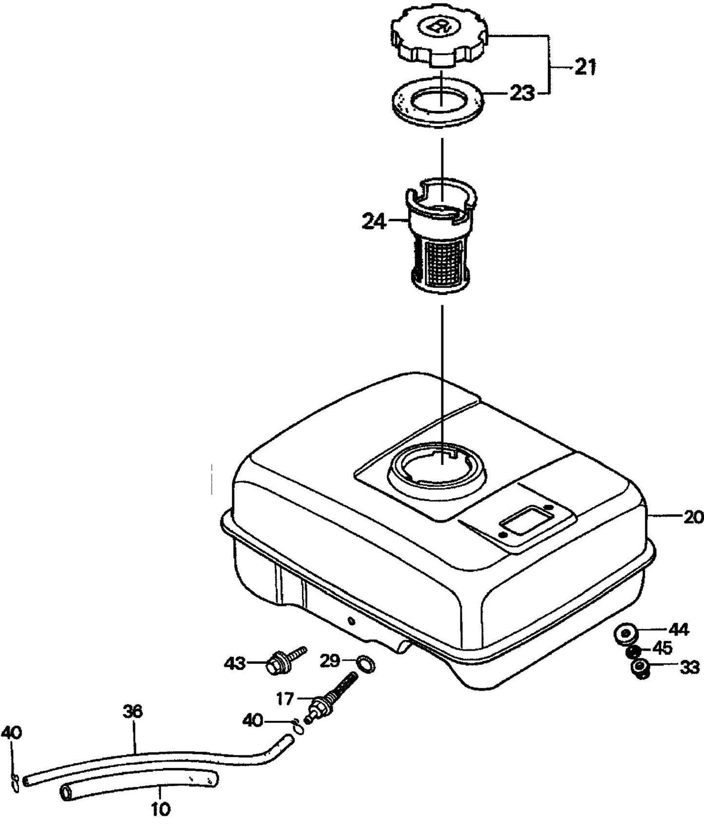 MVC90H Honda GX160K1QMX2/GX160U1QMX2 Engine Fuel Tank Assembly Parts