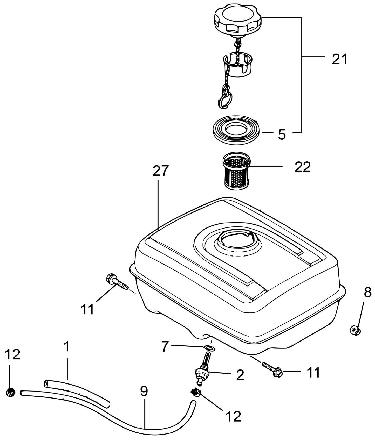 MVH308GH Honda GX270UT2SCM Fuel Tank Assembly Parts
