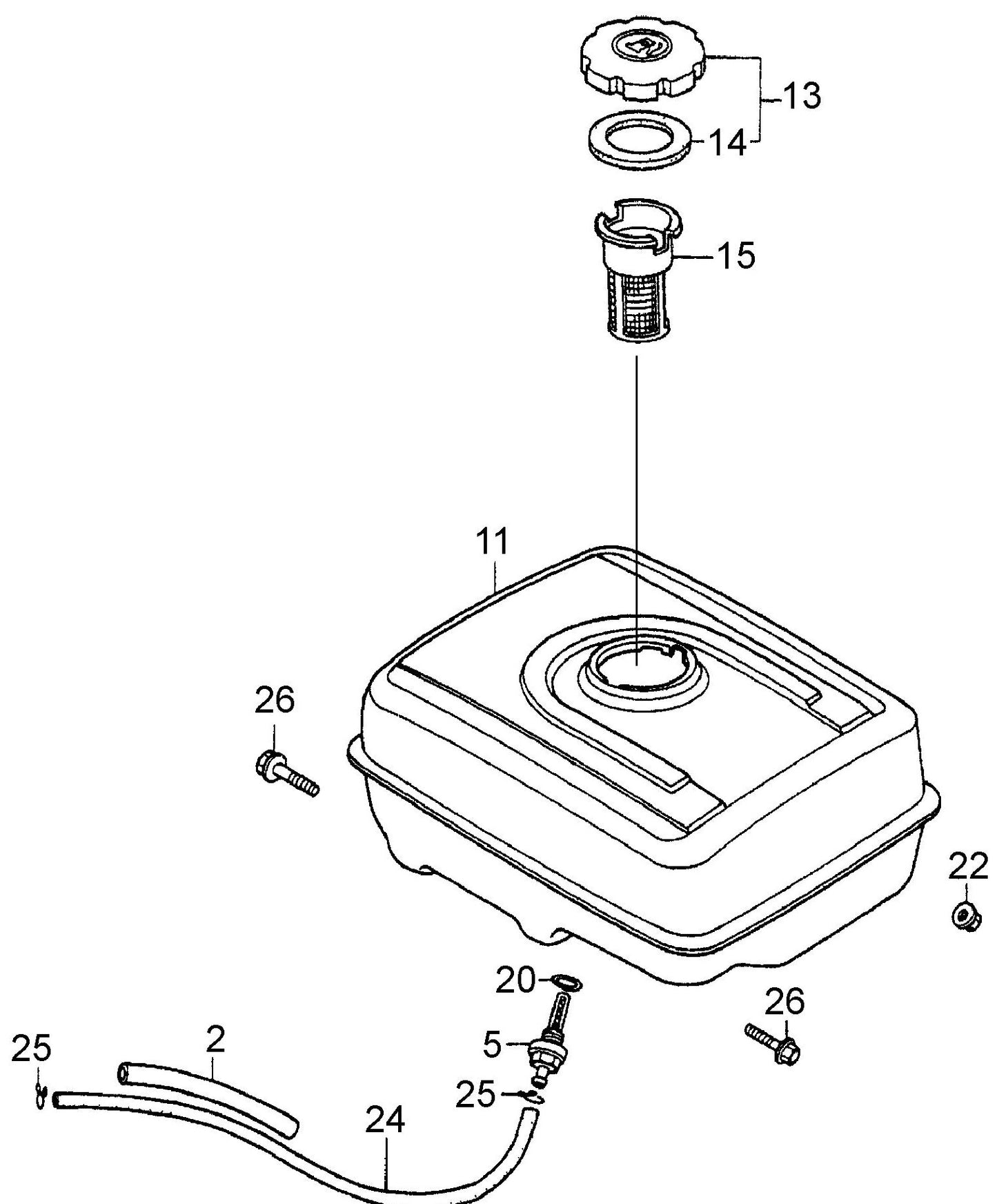 MVH402GHB HONDA GX390K1SMX2 Fuel Tank Assembly Parts
