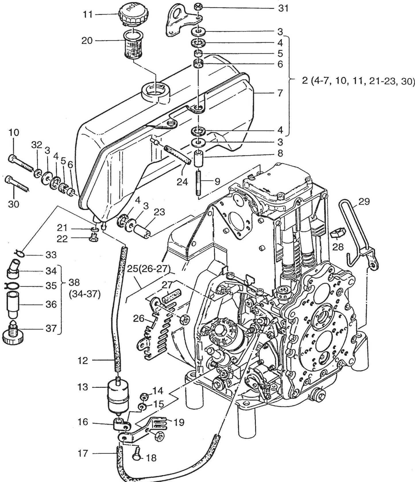 MVH502DSB HATZ 1D81S Engine Fuel Tank Assembly Parts