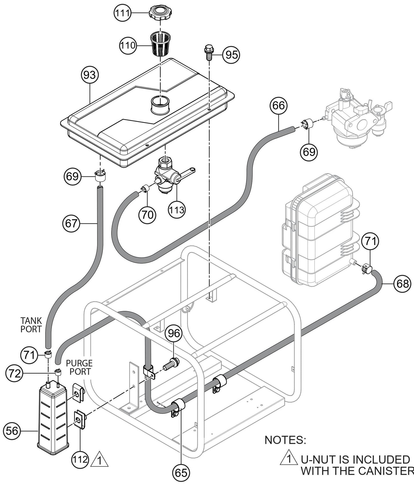 QP3THX fuel Tank Assembly Parts By Multiquip