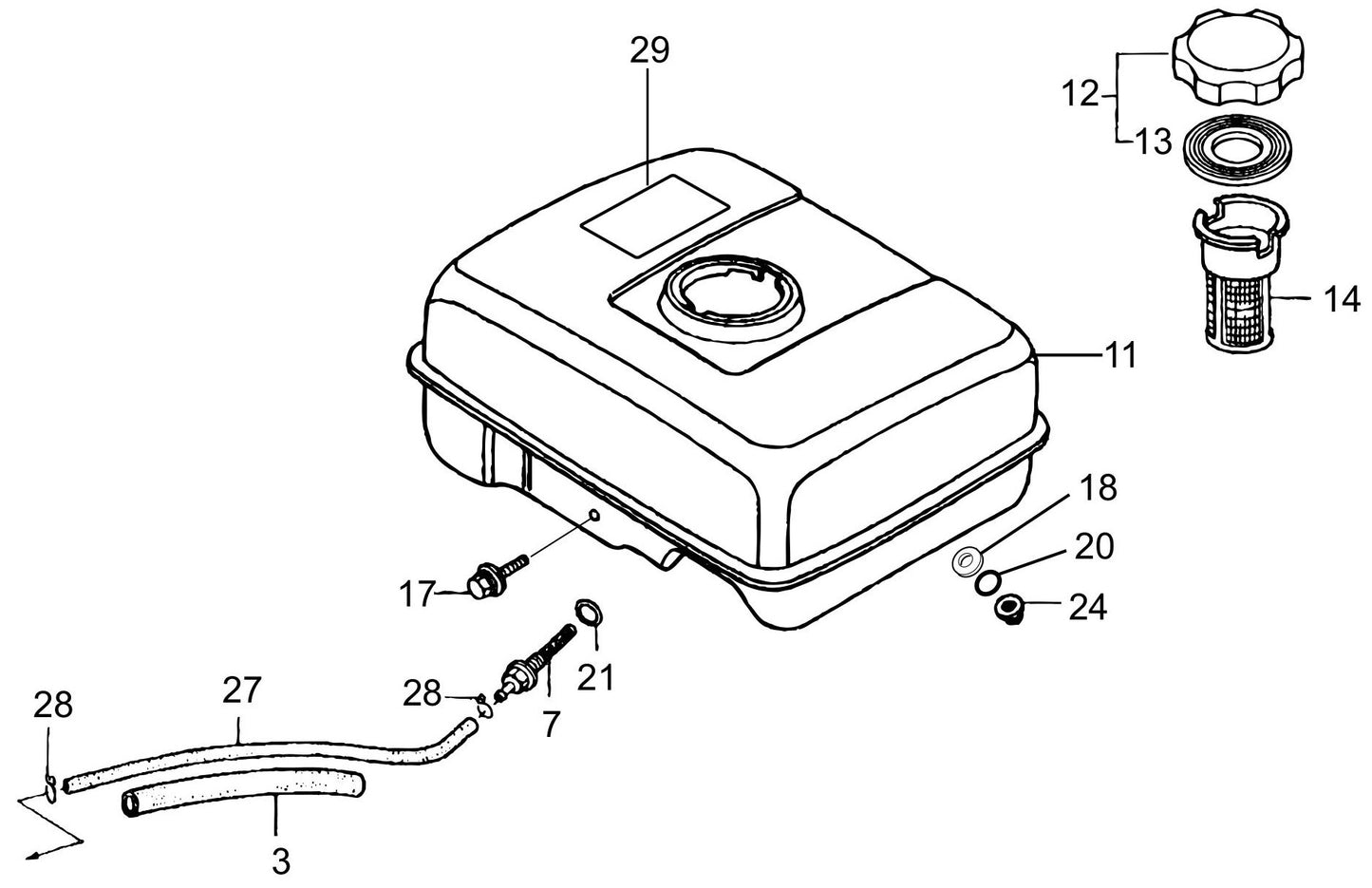 MVC88VGH/VGHW Honda GX160U1QMX2 Engine Fuel Tank Assemble Parts