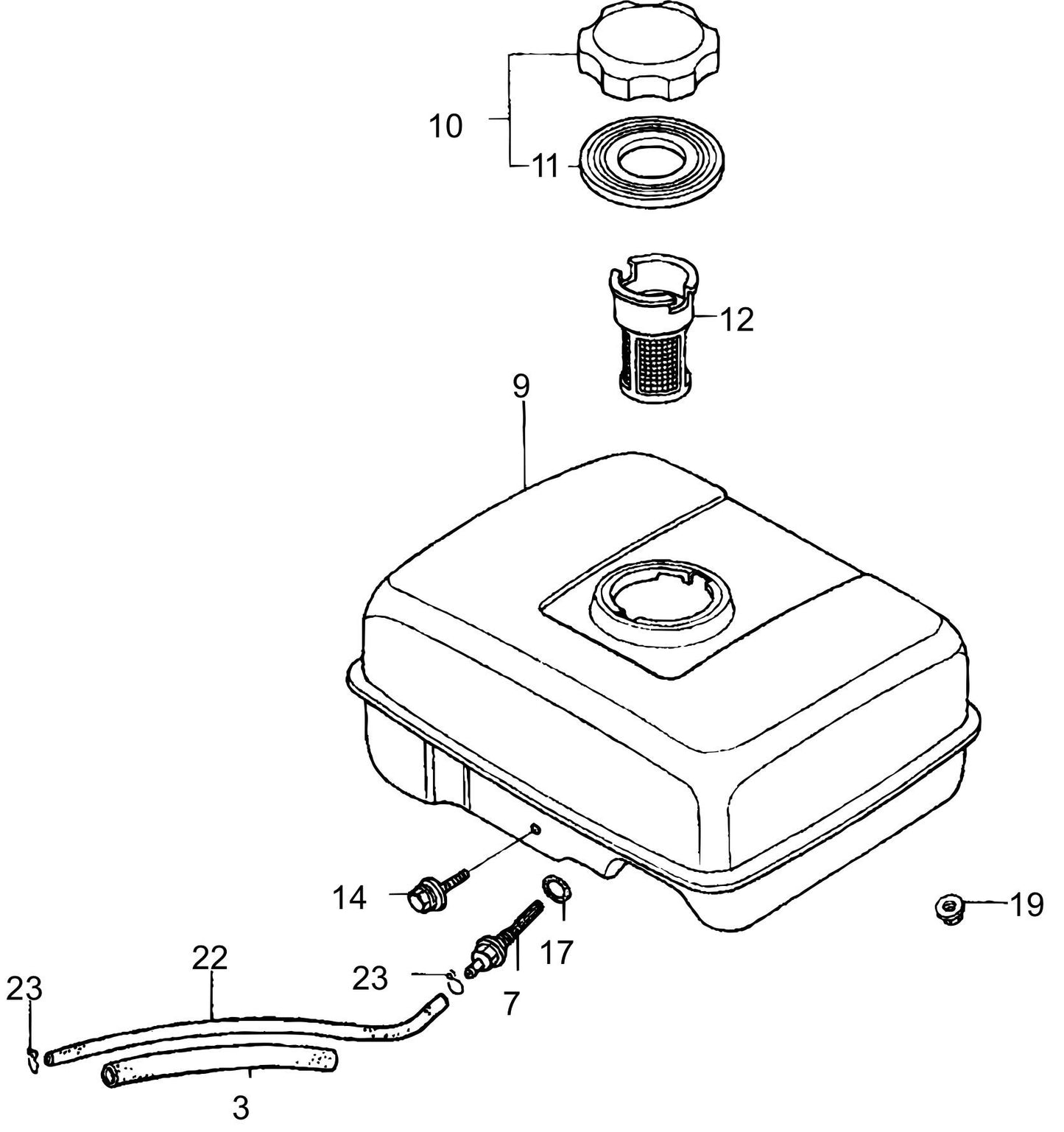 MVC64-VH/VHW Honda GX120U1SM12 Engine Fuel Tank Assembly Parts