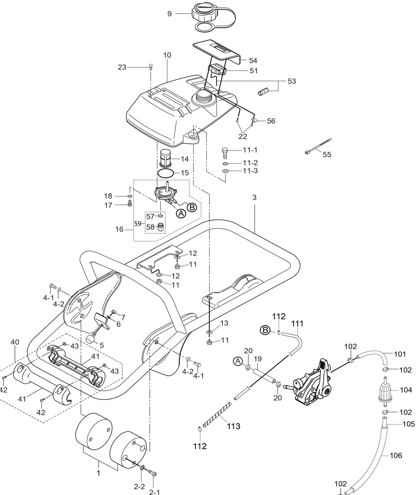 MTX80HDR Fuel Tank And Handle Assembly Parts