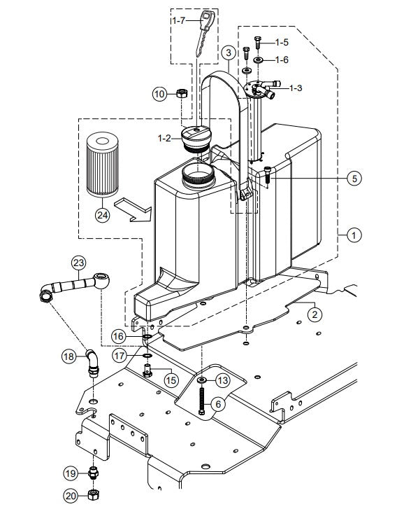 Fuel Tank Assembly Parts-RX 1575, RX 157533 YANMAR 3TNV80F DIESEL ENGINE