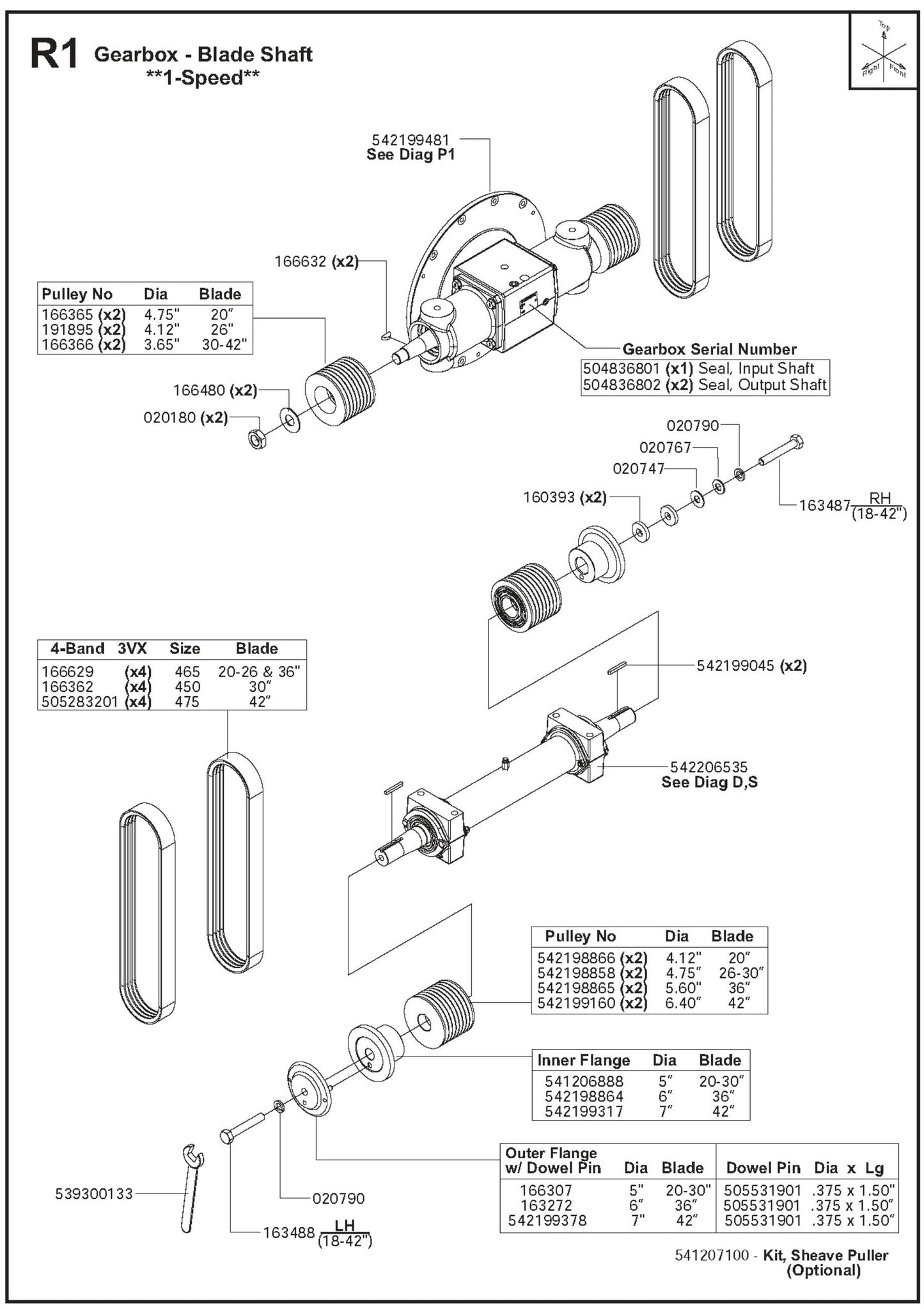Gearbox- Blade Shaft 1-Speed Parts For FS6600D By Husqvarna