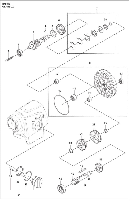 Gearbox Parts For Core Drill Motor DM 370 By Husqvarna