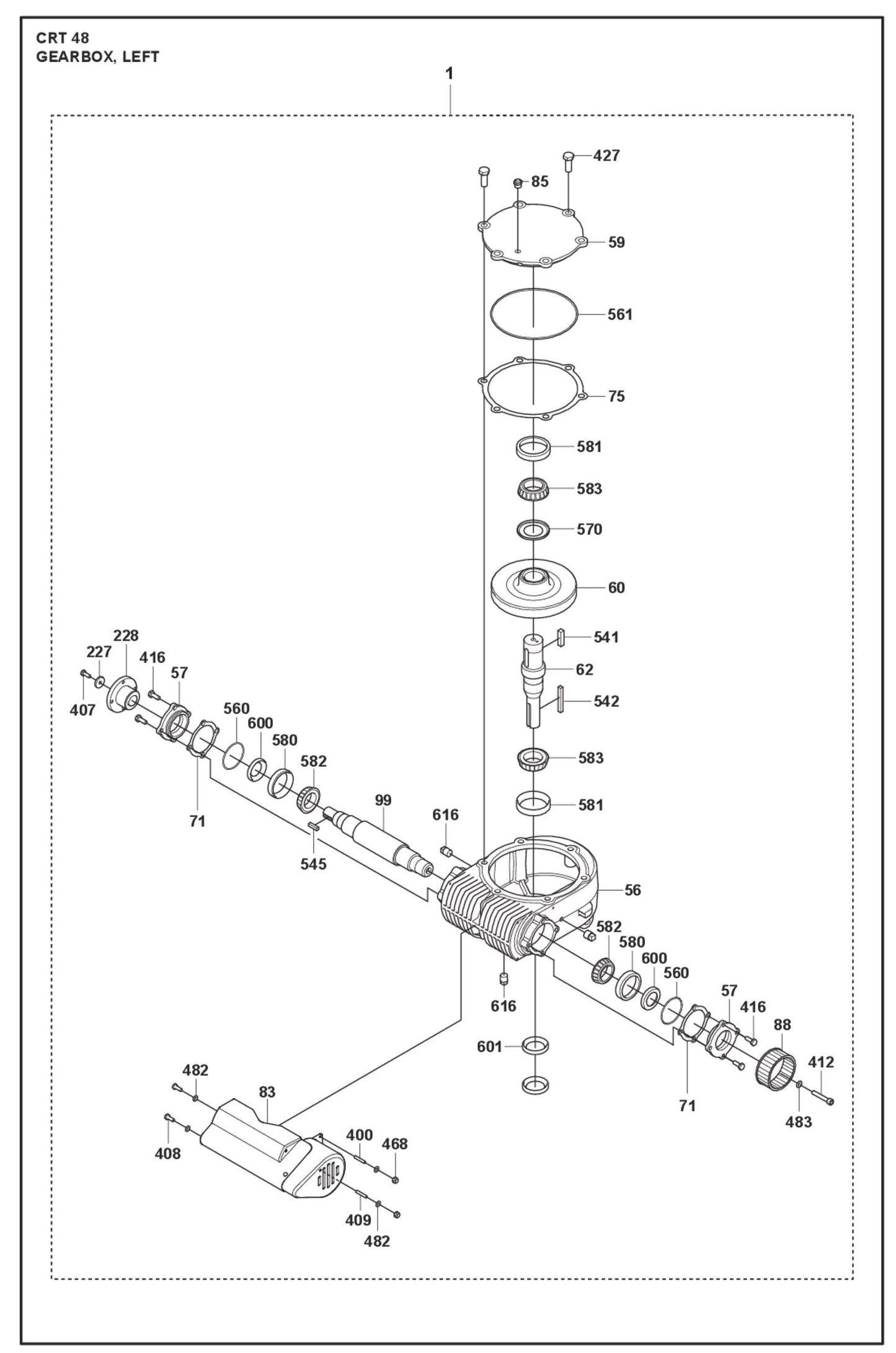 Gearbox, Left Parts For Ride On Trowel CRT 48 Diesel By Husqvarna
