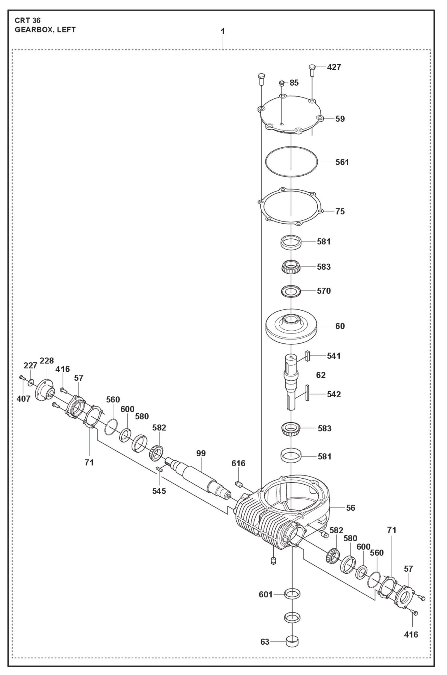 Gearbox, Left Parts For Ride On Trowel CRT 36 By Husqvarna