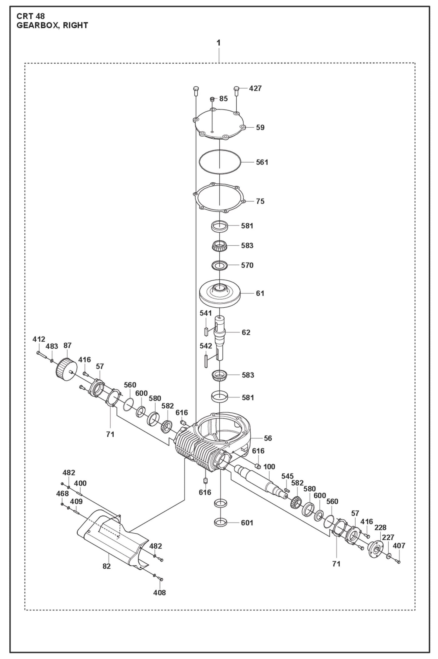 Gearbox, Right Parts For Ride On Trowel CRT 48 Diesel By Husqvarna