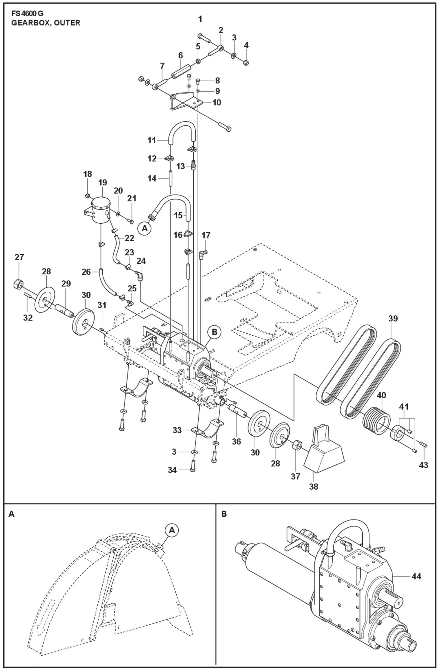 Gearbox, Outer Parts For FS4600 G By Husqvarna
