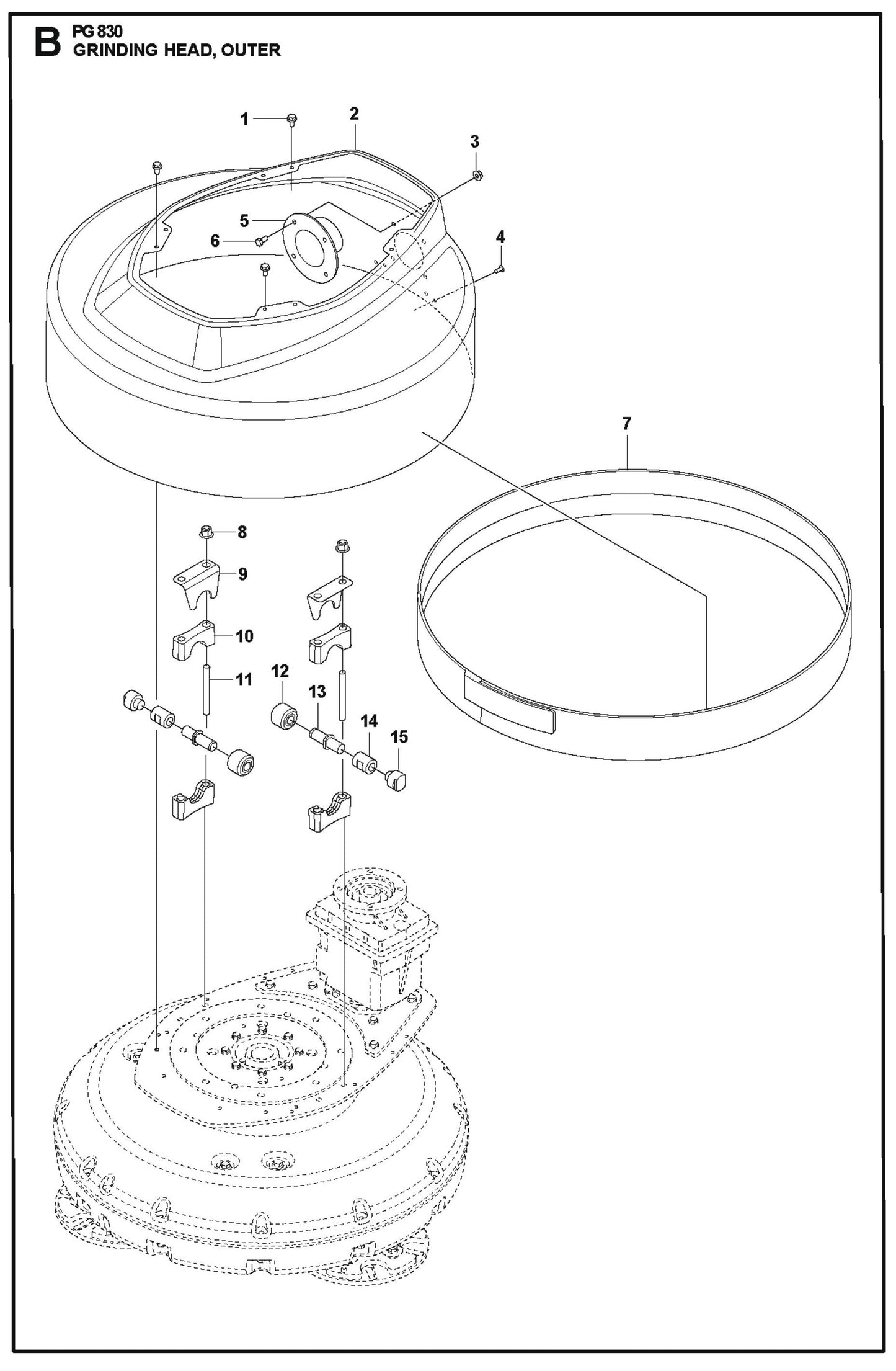 Grinding Head, Outer Parts For PG 830 By Husqvarna