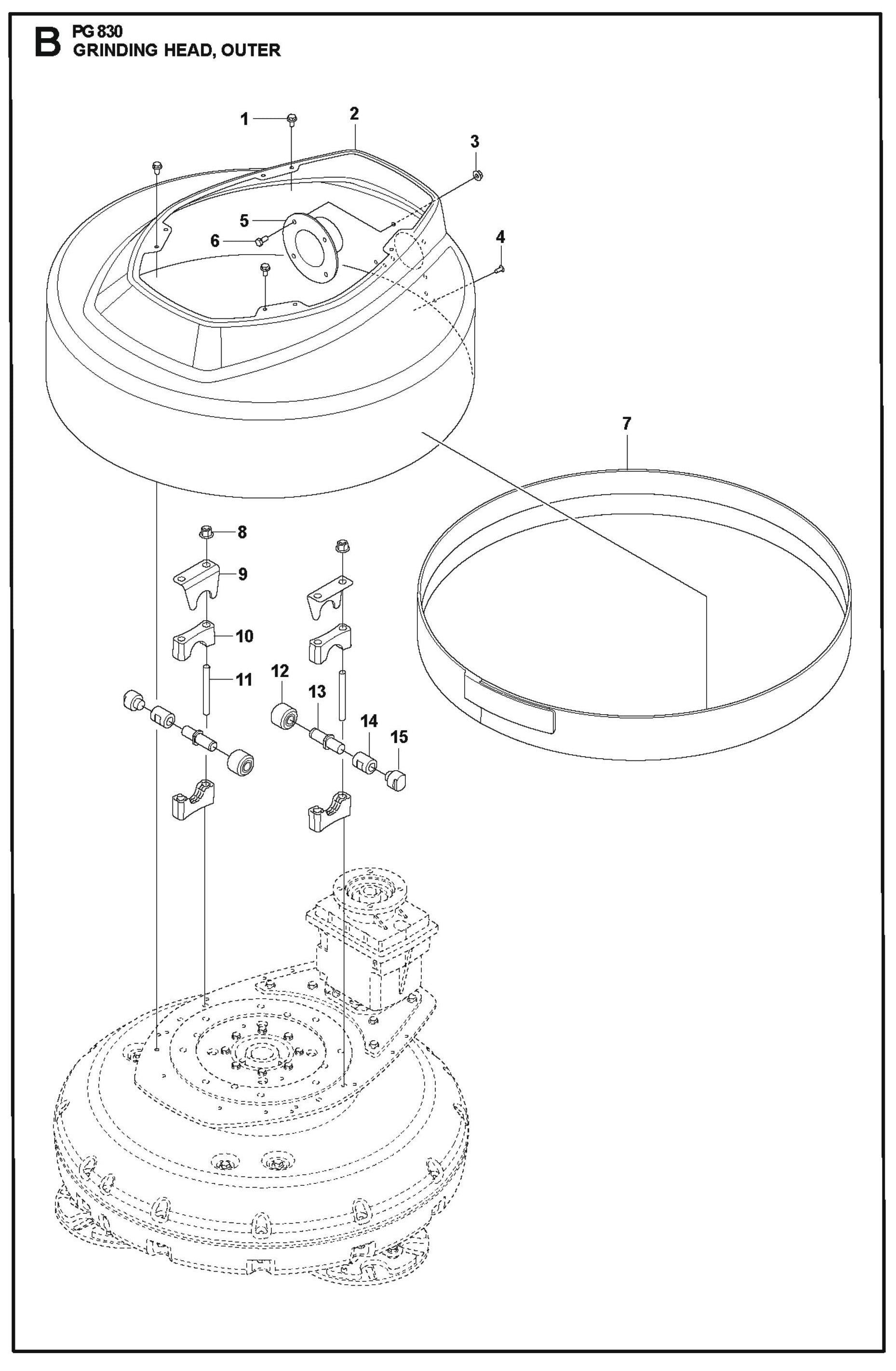 Grinding Head, Outer Parts For PG 830 By Husqvarna