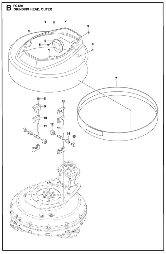 Grinding Head, Outer Parts For PG 830 By Husqvarna