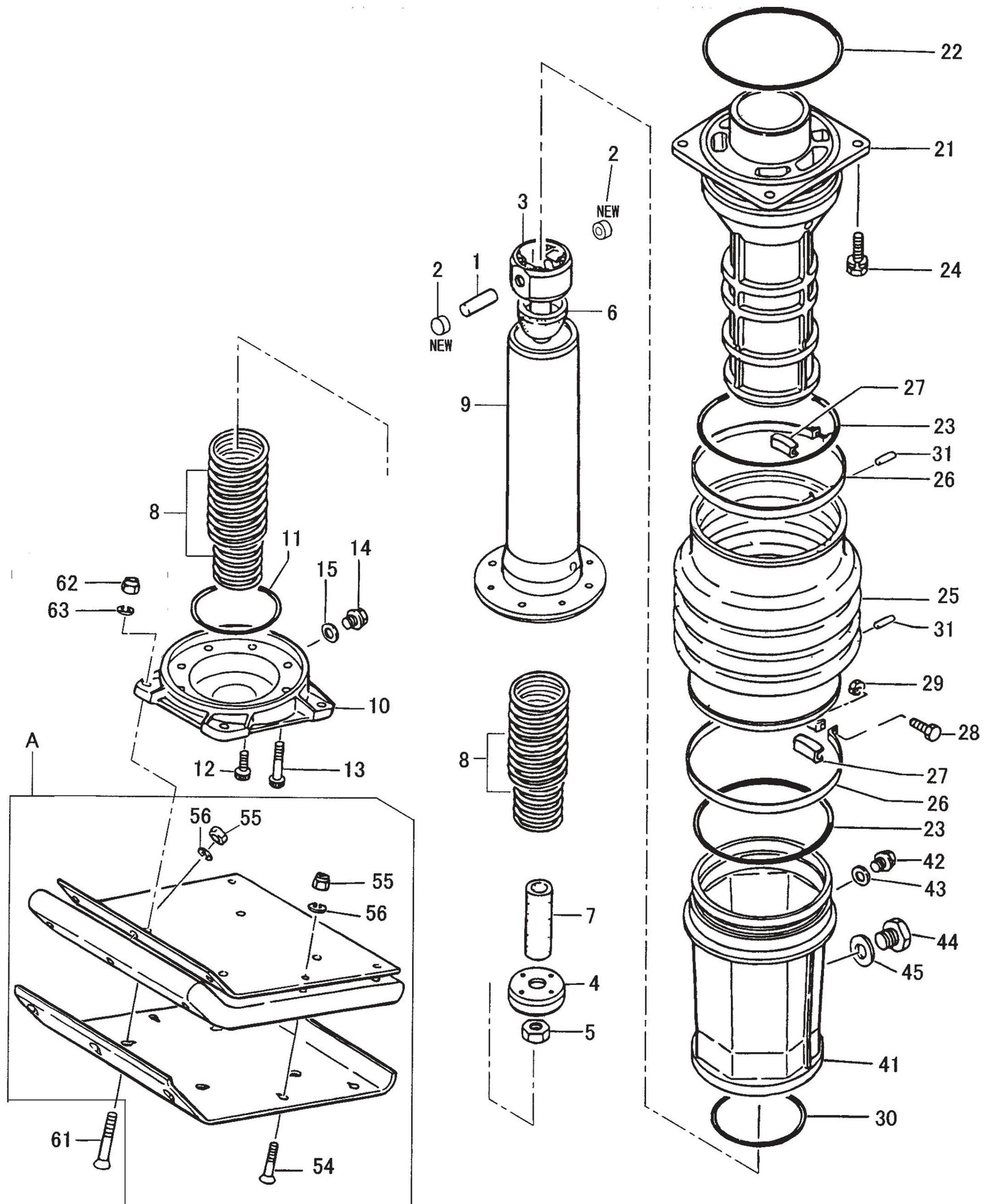 MT76D2 Cylinder Guide And Foot Assembly Parts