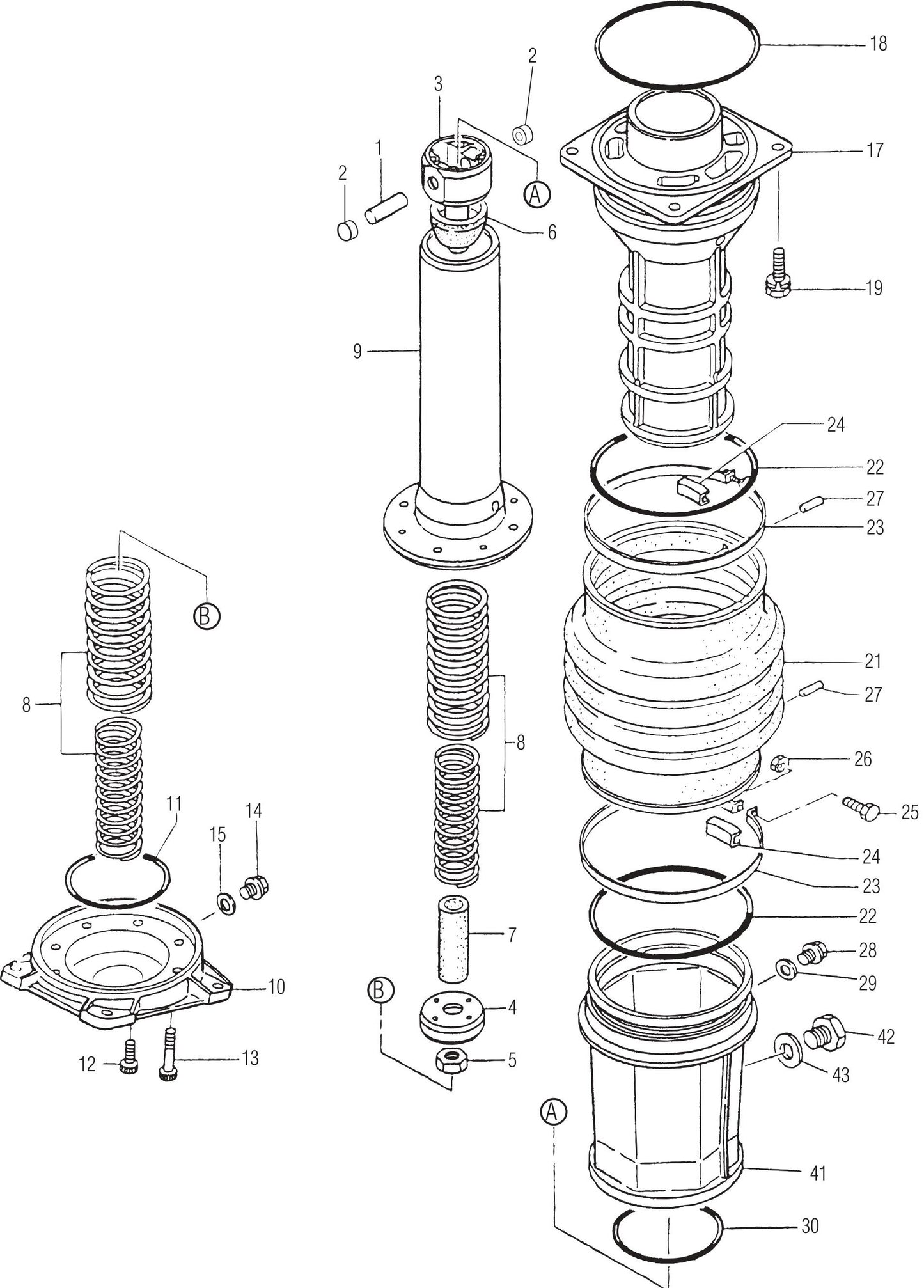 MT65HA Guide Cylinder And Spring Assembly Parts