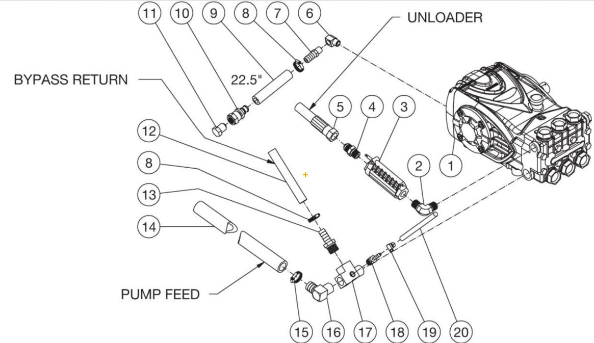 HDC-3005, HDC-3505, HDC-4004 Pump Plumbing Assembly Parts by Mi-T-M