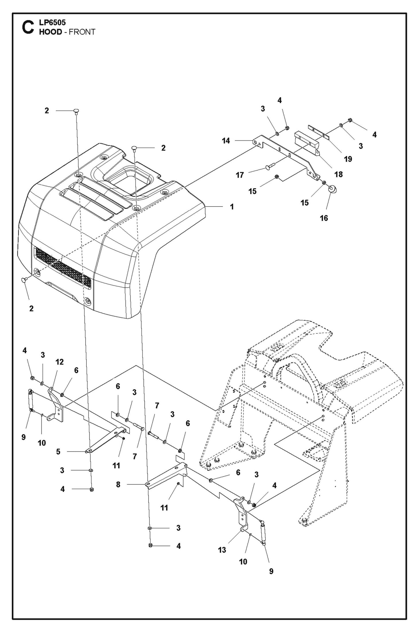 Hood - Front Parts For LP 6505 Walk Behind Roller By Husqvarna